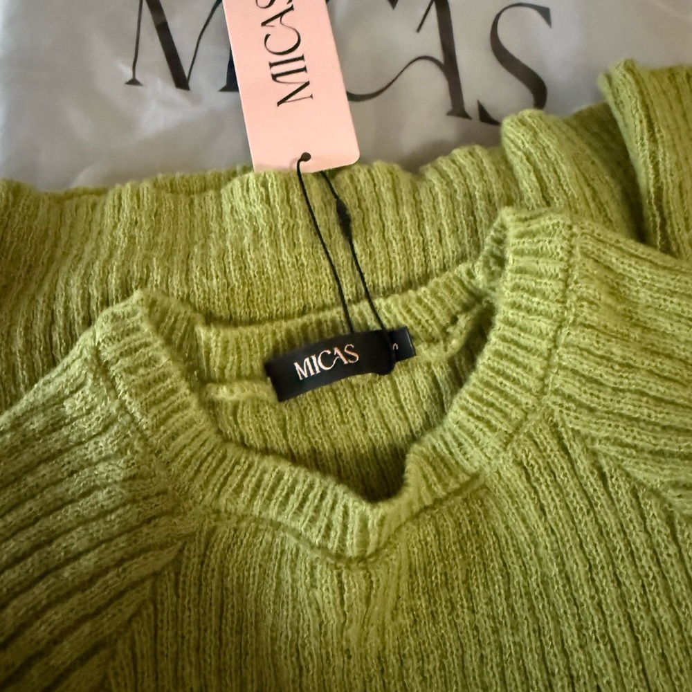 MICAS - Solid Crew Neck Rib Knit Long Sleeve Maxi Dress - Picture 6 of 6